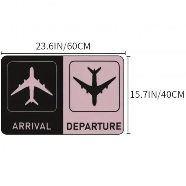 Doormat Airplane Arrival and Departure Black & Lotus Pink